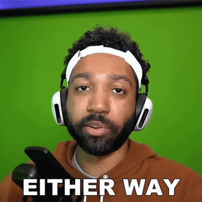 Man With Headphones Holding Cell Phone Saying Either Way GIF