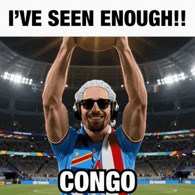 Man With Headphones Holding Soccer Ball Saying Congo GIF