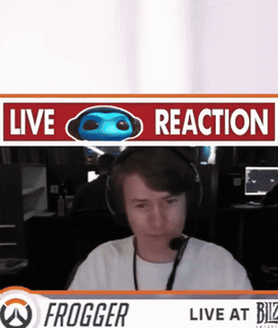 Man With Headphones In Front Of Live Reaction Sign GIF