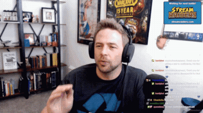 Man With Headphones In Front Of Stream Hader Sign GIF