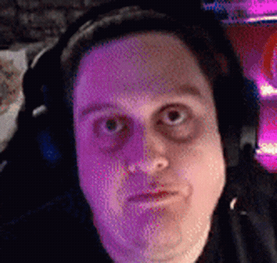 Man With Headphones Making Funny Face In Pink GIF