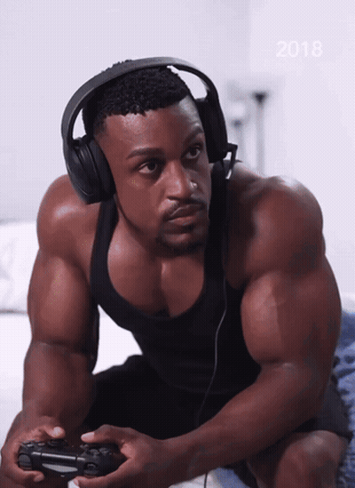 Man With Headphones Playing Video Game 2018 GIF