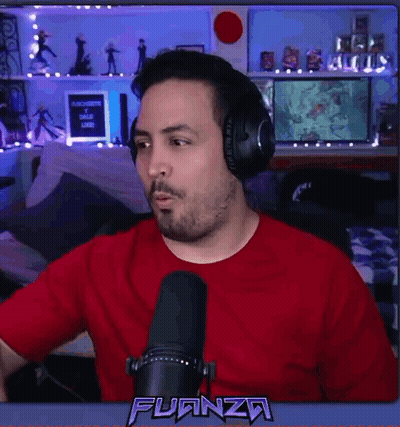 Man With Headphones Red Shirt Talking Microphone Fuanza GIF