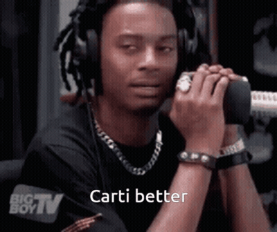 Man With Headphones Saying Carti Better Into Microphone GIF