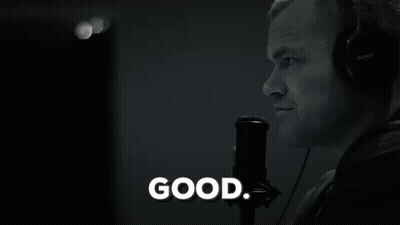 Man With Headphones Saying Good Into Microphone GIF
