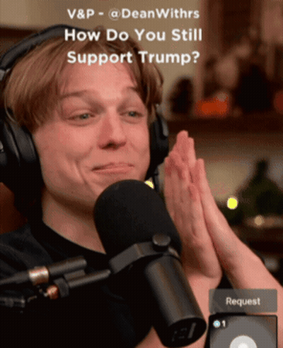 Man With Headphones Saying How Do You Still Support Trump GIF