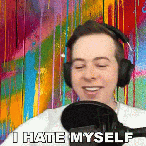 Man With Headphones Saying I Hate Myself GIF