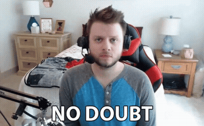 Man With Headphones Saying No Doubt GIF