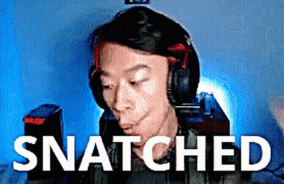 Man With Headphones Saying Snatched Blue Background GIF