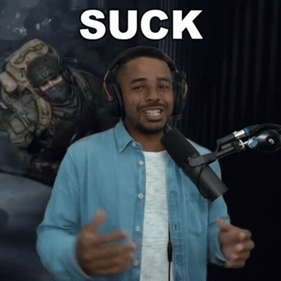 Man With Headphones Saying Suck GIF