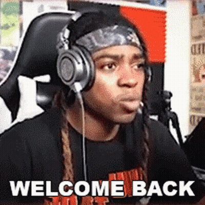 Man With Headphones Saying Welcome Back GIF