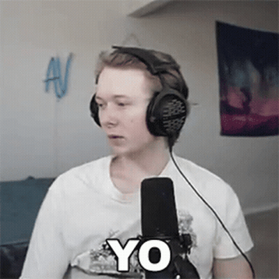 Man With Headphones Saying Yo Into Microphone GIF