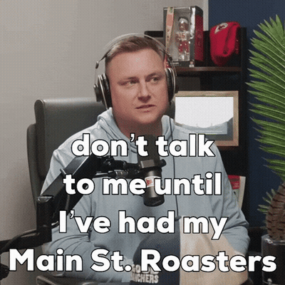 Man With Headphones Says Don't Talk To Me Until I've Had My Main St GIF