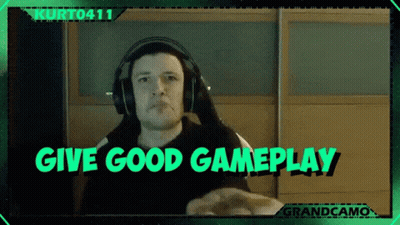 Man With Headphones Says Give Good Gameplay In Green GIF