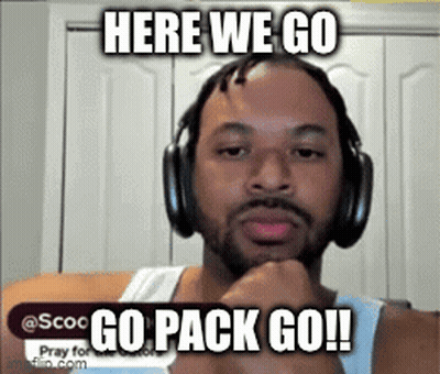 Man With Headphones Says Here We Go Go Pack Go GIF