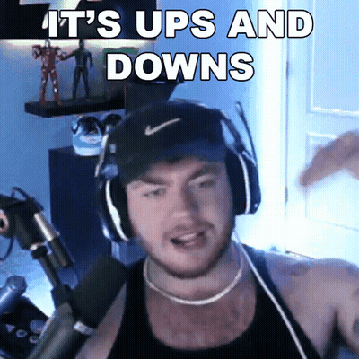 Man With Headphones Says It's Ups And Downs GIF