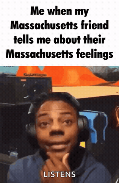 Man With Headphones Says Me When My Massachusetts Friend Tells Me About Their Massachusetts Feelings Listen GIF