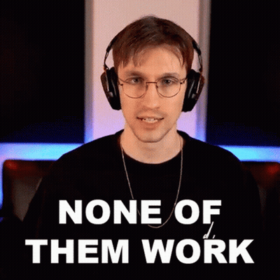 Man With Headphones Says None Of Them Work GIF