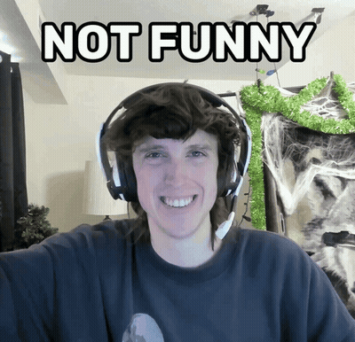 Man With Headphones Says Not Funny GIF