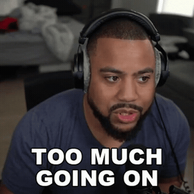 Man With Headphones Says Too Much Going On At Microphone GIF