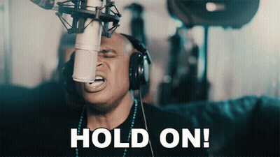 Man With Headphones Singing Hold On GIF