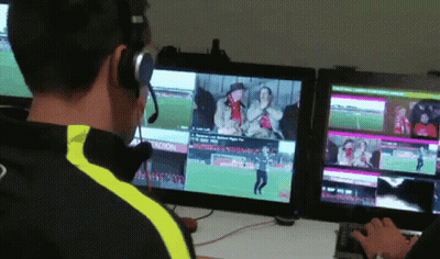 Man With Headphones Watching Soccer Game Tacron GIF
