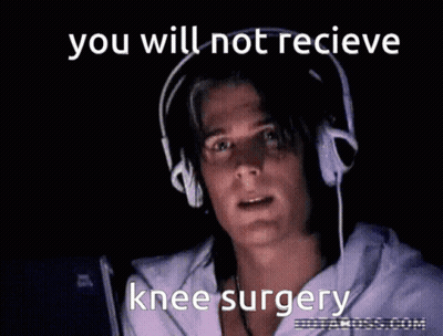 Man With Headphones You Will Not Recieve Knee Surgery GIF