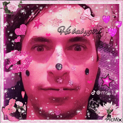 Man With Hearts And Stars On Face Saying Hi Babygirl GIF
