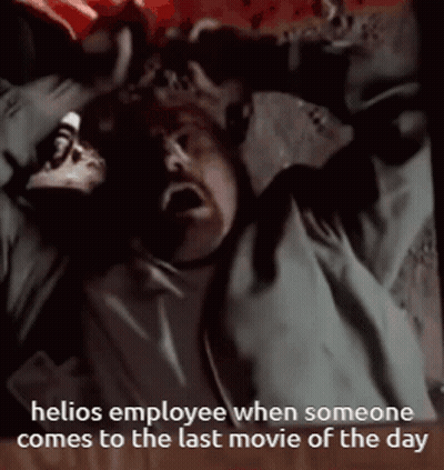 Man With Helios Employee When Someone Comes To The Last Movie Of The Day GIF