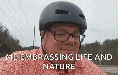 Man With Helmet And Glasses Smiling Says Me Embarrassing Life And Nature GIF