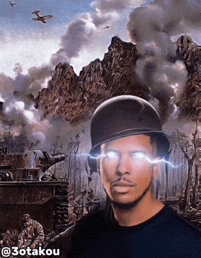 Man With Helmet And Lightning Eyes GIF