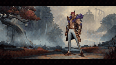 Man With Horns And Feathers In Landscape GIF