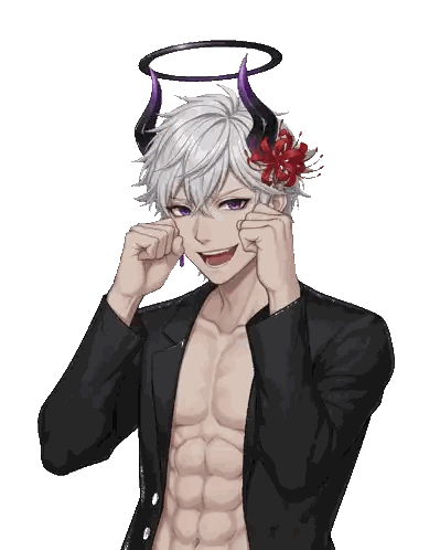 Man With Horns And Flower In Hair With Halo Sticker