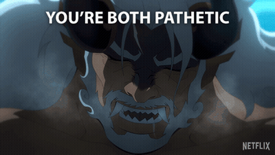 Man With Horns Saying You're Both Pathetic GIF