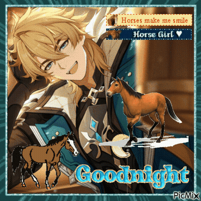 Man With Horses Saying Goodnight GIF