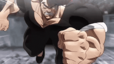 Man With Huge Fist Running In Air GIF
