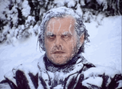 Man With Ice On Face In Snowy Field GIF