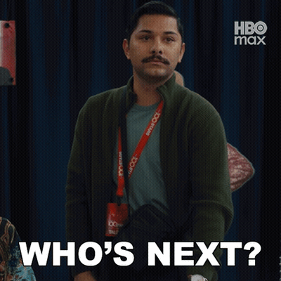 Man With Lanyard Saying Who's Next GIF