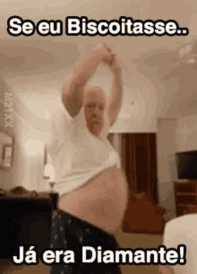 Man With Large Belly Dancing In Living Room GIF