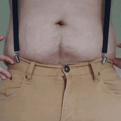 Man With Large Belly In Suspenders GIF
