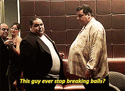 Man With Large Belly Saying Breaking Balls GIF