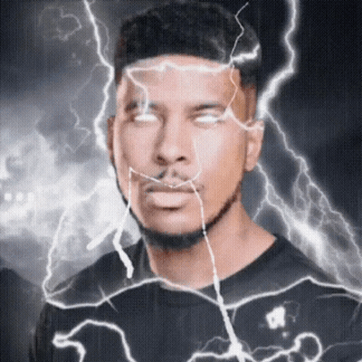Man With Lightning Bolt Behind Face GIF
