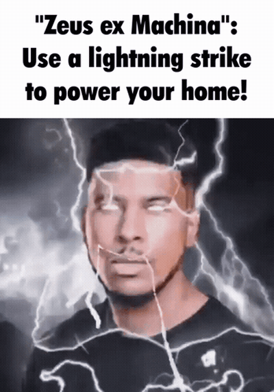 Man With Lightning Strike Saying Zeus Ex Machina GIF