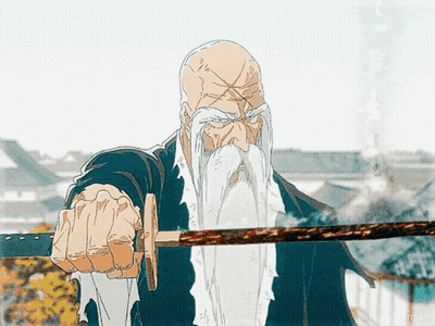 Man With Long Beard Holding Sword GIF