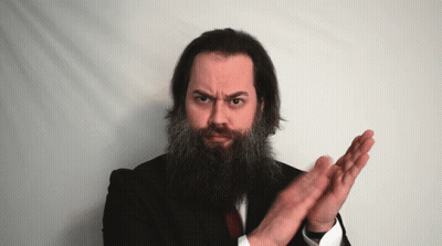 Man With Long Beard Making Stop Sign GIF