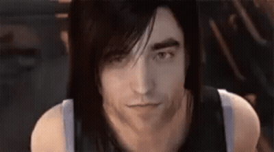 Man With Long Black Hair And Black Tank Top GIF