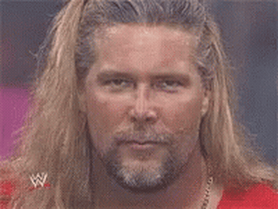 Man With Long Blonde Hair And Beard In Red Shirt GIF