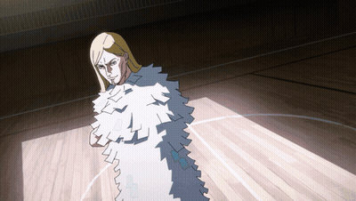 Man With Long Blonde Hair And Beard On Basketball Court GIF
