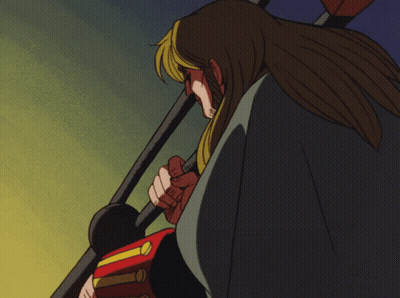 Man With Long Blonde Hair Holding Sword GIF