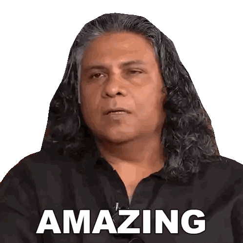 Man With Long Curly Hair And Amazing On Face Sticker